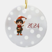 Musical Boy Christmas Elf Keramik Ornament (Vorne)