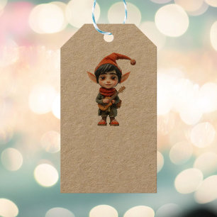 Musical Boy Christmas Elf Kraft Gift Tags Geschenkanhänger