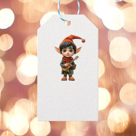 Musical Boy Christmas Elf White Gift Tags Geschenkanhänger