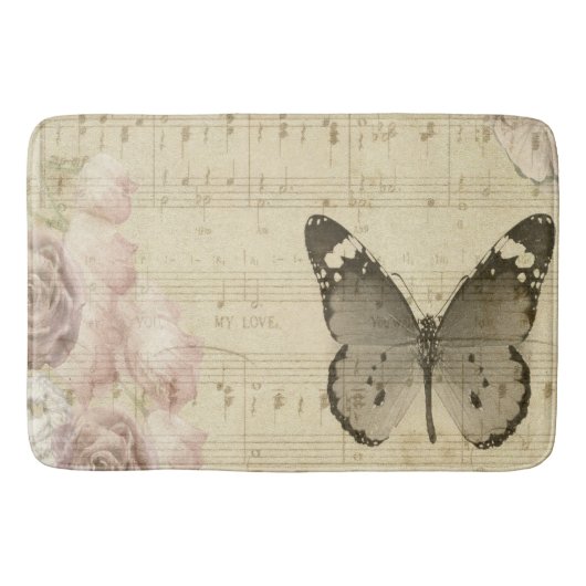 Musical Butterfly und Rose Badematte (Vorderseite)