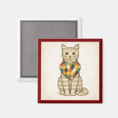 Musical Cat Collage with Harlequin Heart Magnet (Vorderseite/Rückseite)