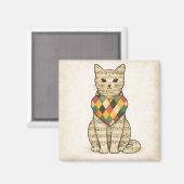 Musical Cat Collage with Harlequin Heart Magnet (Vorderseite/Rückseite)