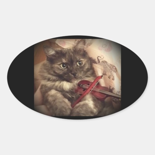 Musical Cat Sticker (OVAL) von RoseWrites (Vorderseite)