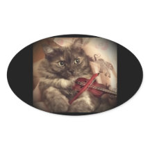 Musical Cat Sticker (OVAL) von RoseWrites