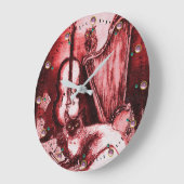 MUSICAL CAT WITH OWL VIOLIN AND HARP ,RED WHITE GROßE WANDUHR (Winkel)