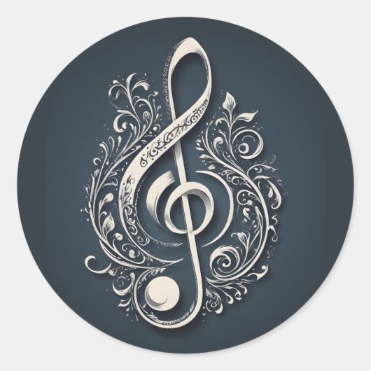 Musical Clef Note Runder Aufkleber (Vorderseite)