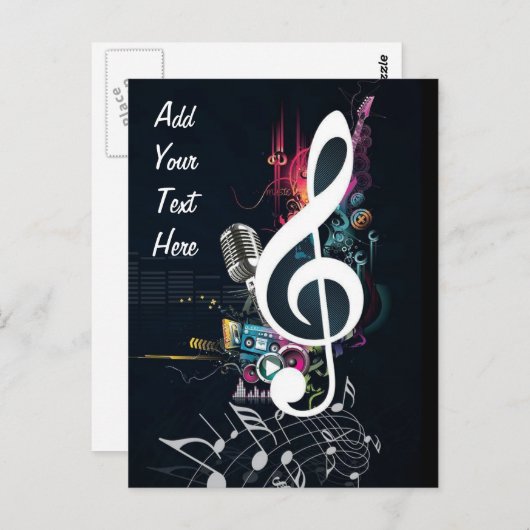 Musical Cleft Note Abstrakt Postkarte (Vorne/Hinten)