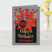 Musical Drum Beats 15. Geburtstag Karte (Gelbe Blume)