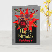 Musical Drum Beats 16. Geburtstag Karte (Gelbe Blume)