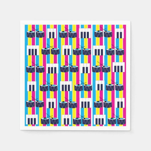 Musical Drums Piano Keys Music Lover Serviette (Vorderseite)