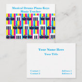 Musical Drums Piano Keys Music Visitenkarte (Vorne/Hinten)