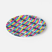 Musical Drums Piano Keys Retro Party Pappteller (Schrägansicht)