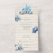Musical Dusty Blue Peony Church Wedding All In One Einladung (Innen Boden)