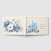 Musical Dusty Blue Peony Church Wedding Gästebuch (Voll)