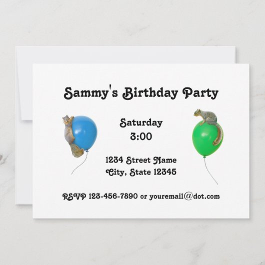 Musical Eichhörrels Party Einladung (Rückseite)