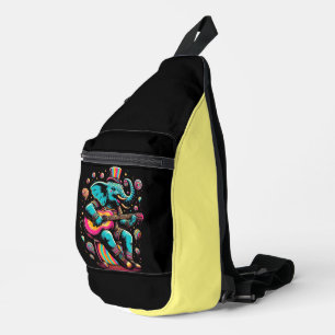 Musical Elephant in Top Hat Crossbody Bag