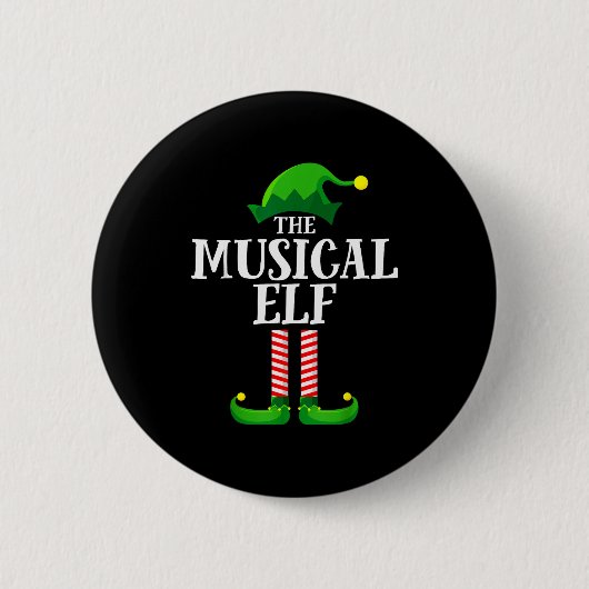 Musical Elf Matching Family Group Christmas Party Button (Vorderseite)