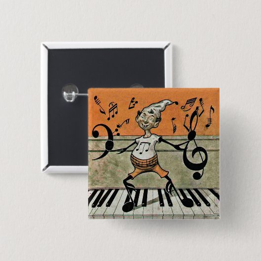 Musical Elf Note on Piano Button (Vorne & Hinten)