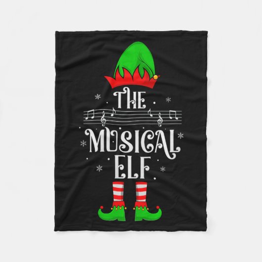 Musical Elf Xmas Christmas Matching Family Elf Squ Fleecedecke (Vorderseite)