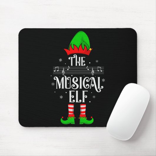 Musical Elf Xmas Christmas Matching Family Elf Squ Mousepad (Mit Mouse)