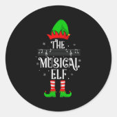 Musical Elf Xmas Christmas Matching Family Elf Squ Runder Aufkleber (Vorderseite)