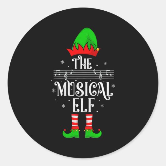 Musical Elf Xmas Christmas Matching Family Elf Squ Runder Aufkleber (Vorderseite)