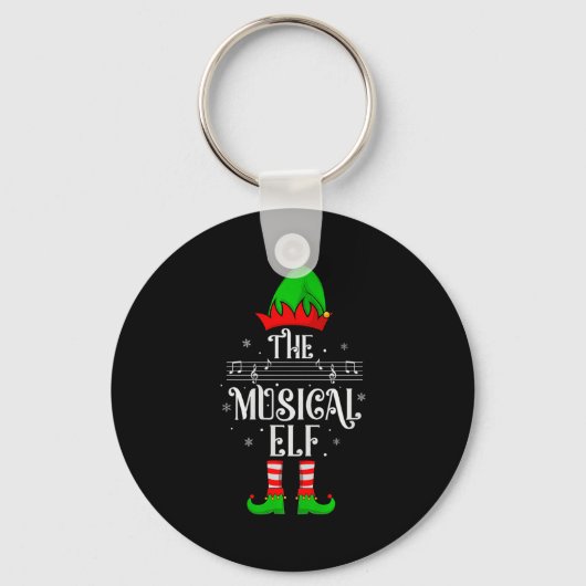 Musical Elf Xmas Christmas Matching Family Elf Squ Schlüsselanhänger (Vorderseite)