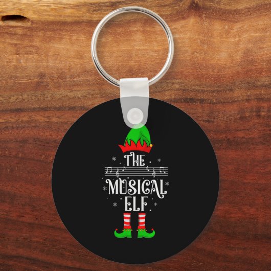 Musical Elf Xmas Christmas Matching Family Elf Squ Schlüsselanhänger (Vorderseite)