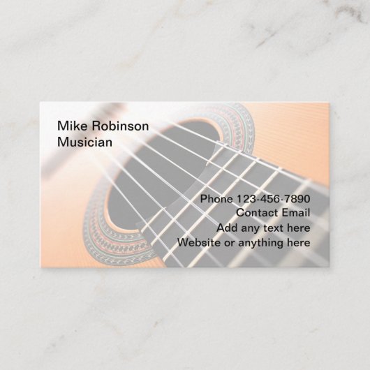 Musical Entertainer Guitar Business Cards Visitenkarte (Vorderseite)