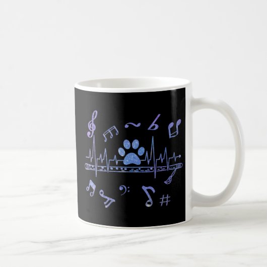 Musical Flute with Paw Prints Kaffeetasse (Rechts)