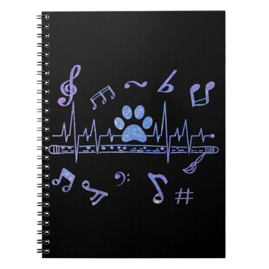Musical Flute with Paw Prints Notizblock (Vorderseite)