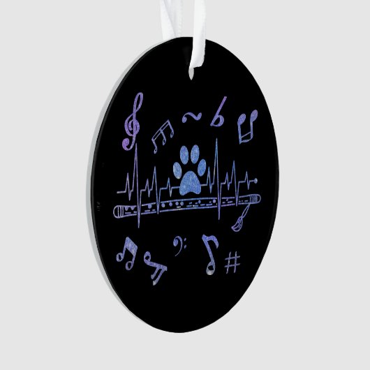 Musical Flute with Paw Prints Ornament (Vorderseite)