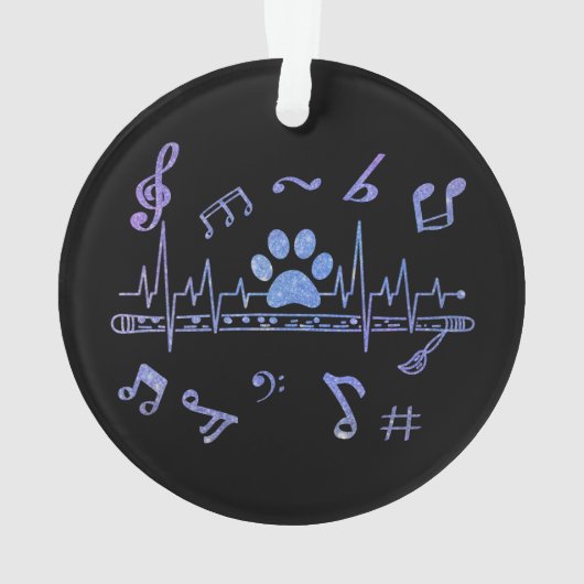 Musical Flute with Paw Prints Ornament (Rückseite)