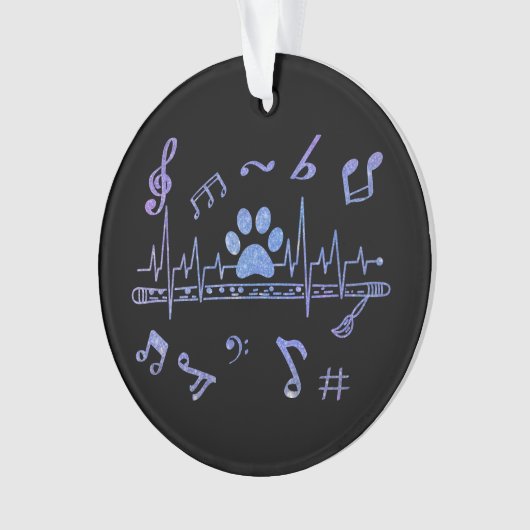 Musical Flute with Paw Prints Ornament (Vorderseite)