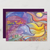 Musical Flying Dove Baby Namitation Hebräisch Einladung (Vorne/Hinten)