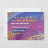 Musical Flying Dove Bat Mitzvah Einladung Antwort