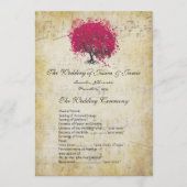 Musical Fuchsia Heart Leaf Tree Wedding Program Programm (Vorderseite)