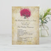 Musical Fuchsia Heart Leaf Tree Wedding Program Programm (Stehend Vorderseite)