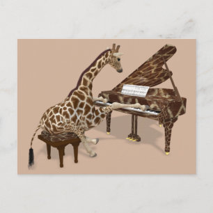 Musical Giraffe Klavier spielen Postkarte