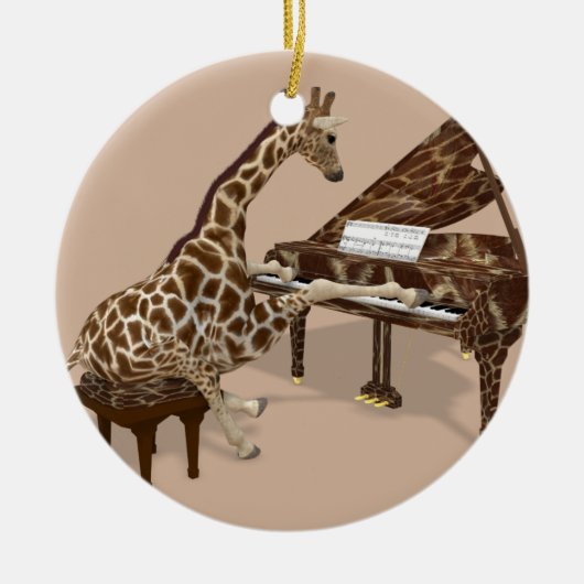 Musical Giraffe Plays Grand Piano Keramik Ornament (Vorne)
