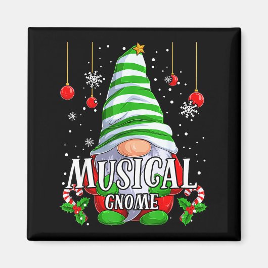 Musical Gnome Christmas Pajamas Matching Family Gr Magnet (Vorne)