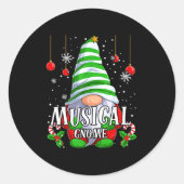 Musical Gnome Christmas Pajamas Matching Family Gr Runder Aufkleber (Vorderseite)