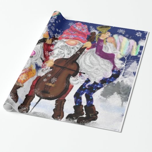 Musical Gnomes Weihnachtswrapping Paper Geschenkpapier (Ungerollt)