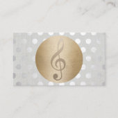 Musical Gold Circle Silver Polka Dots Music Visitenkarte (Vorderseite)