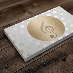 Musical Gold Circle Silver Polka Dots Music Visitenkarte