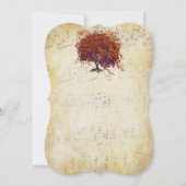 Musical Gold Coral Lila Kiss Heart Leaf Tree Einladung (Rückseite)