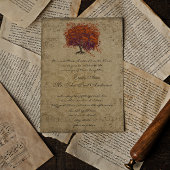 Musical Gold Dark Coral Heart Tree Einladung