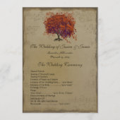 Musical Gold Dark Coral Heart Tree Wedding Program Programm (Vorderseite)