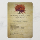 Musical Gold Dark Coral Heart Tree Wedding Program Programm (Vorderseite)