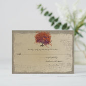 Musical Gold Dark Orange Plum Heart Leaf Tree RSVP Karte (Stehend Vorderseite)